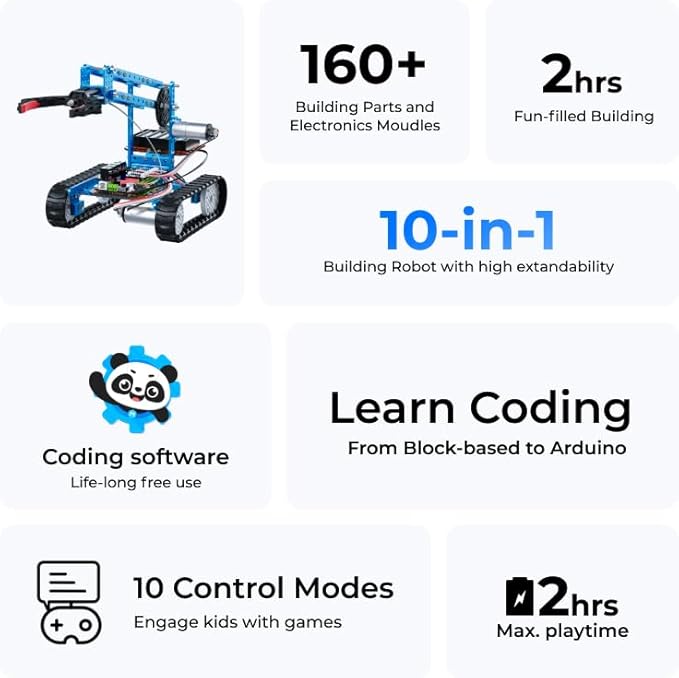 Makeblock mBot Ultimate 10 in 1 Robot Building Toys, Robotics Kit App Remote Control Robot Toys Compatible with Arduino C & Raspberry Pi, STEM Educational DIY Robotics for Kids Ages 12-16