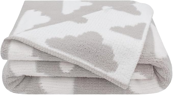 Living Textiles Grey Clouds Chenille Soft Baby Blanket Reversible Premium Cozy Fabric for Best Comfort - for Infant,Toddler,Newborn,Nursery,Boy,Unisex,Throw,Crib,Stroller,Gift, Grey Clouds 40x30