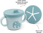 Done by Deer Elphee Blue Snack & Sippy Cup – Spill-Proof Toddler Cup with Soft Spout, Easy-Grip Handles, and Snap-On Lid – Perfect for 6-Month-Olds