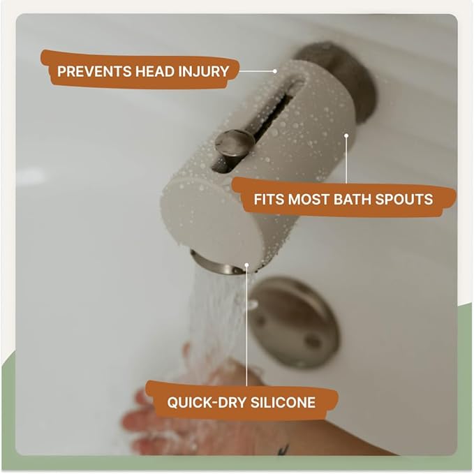 Parker Baby Universal Bathtub Faucet Safety Guard | Soft & Durable Silicone Faucet Cover Bathtub Baby | BPA Free & Food Grade Bath Spout Cover for Baby in Neutral Colors