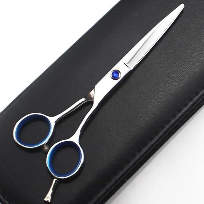 Hair Cutting Scissors Set Professional Hair Cut Kit with Cutting Scissors Thinning Scissors Hairdressing Shears Set for Barber Salon (Blue Silvery)