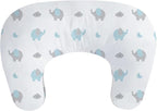 Little Grape Land New Nursing Pillow for Breastfeeding, Larger Breast Feeding Pillow and Positioner with Removable Cover for More Support, Tummy Time and Bottle Feeding Support Pillow, Blue Elephant