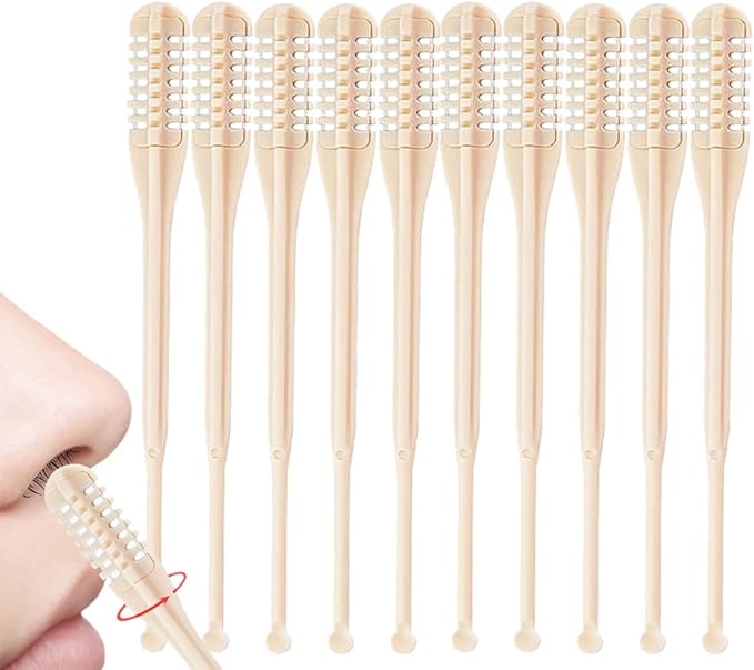 Manual Nose Hair Trimmer 360° Rotating 10-Pack, 2 in 1 Noses Hairs Knife with Earpick, Portable Double Sided Nostril Hairs Remover Tool for Men Women Essentials