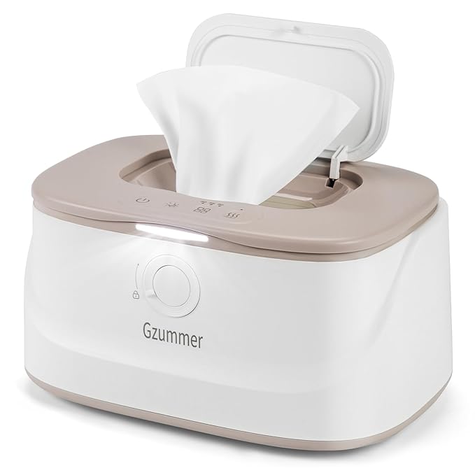 Baby Wipe Warmer, Wipe Warmer and Baby Wet Wipes Dispenser, 3 Temperature Control Large Capacity Wipes Warmer for Babies with Night Light (Gray+White)