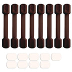 Baby Safety Locks - Child Proof Adjustable Latches for Cupboard Doors and Drawers Dresser Doors Closet Toilet Seat Oven Refrigerator Appliances,8 Pack Brown,Free 9 Extra Adhesive Pads