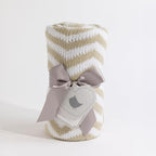 Living Textiles Chenille Knitted Blanket - Taupe Chevron