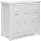 Delta Children Perry 3 Drawer Dresser with Changing Top and Interlocking Drawers, Bianca White