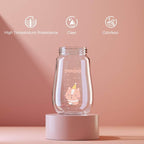 POTATO Glass Baby Bottles, Anti-Colic Breastfeeding Bottles with Medium Flow Nipple, Suitable for Babies 3-6 Months, 2 Replaceable Nipples, 6 oz, Pink