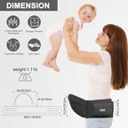 Baby Hip Carrier, Hip Seat Baby Carrierwith Adjustable Waistband, Ergonomic No-Slipped Seat, Breathable Materials for Newborns to Toddlers（Black