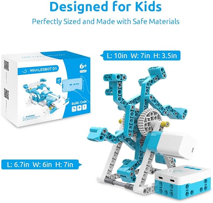 WhalesBot D1 21-in-1 STEM Coding Robot Kit for Kids (Ages 4-10), 280+ Pieces Educational Building Set with APP-Controlled & Programming, 3D APP Guidance, Ideal Toy Gift for Boys & Girls