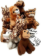 Suede Jungle/Zoo Animals, Assorted Suede Plush Jungle Animals (12 Piece Set)