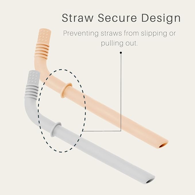 PandaEar Silicone Training Cup, 3 Pack Baby Drinking Sippy Cups with Straw for Baby and Toddler 6 Months+ (Brown/Pink/Gray)