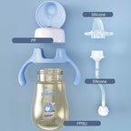 POTATO Sippy Cups For Toddlers with Straw Spill Proof, PPSU Learner Cup with Handle for Boy, Water Bottle for Baby 6 Months with 2 Type of Spout, 6 Ounce Blue