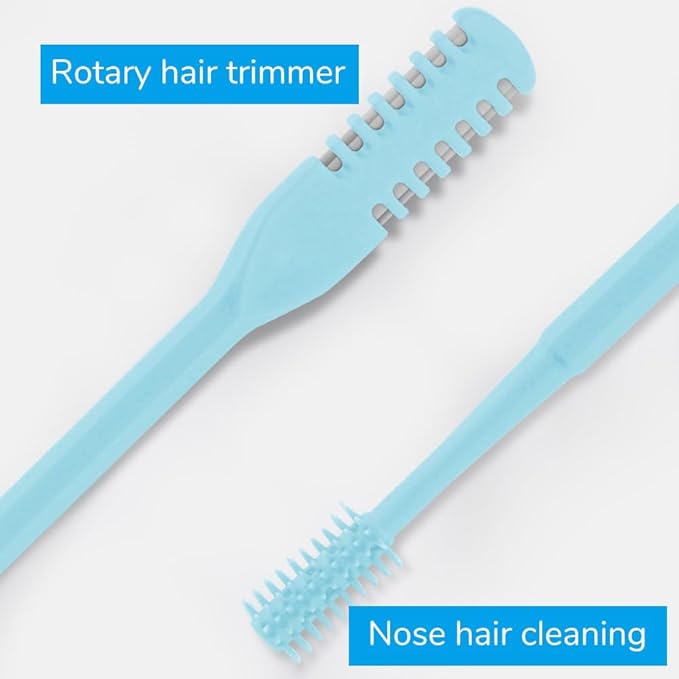 2-in-1 Nasal Hair Cutter, 360° Rotating Double Sided Nose Hair Removal Tool, Nose Hair Clipper with Ear Picker for Women and Men (Blue, 12 PCS)