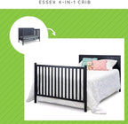 Full-Size Conversion Kit Bed Rails for Sorelle Convertible Cribs - Solid Wood Rail - Toddler and Adult Bed Rail for Full-Size Beds - Essential Nursery & Baby Furniture (Model #221, Midnight)