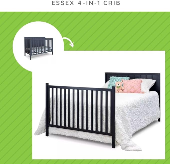 Full-Size Conversion Kit Bed Rails for Sorelle Convertible Cribs - Solid Wood Rail - Toddler and Adult Bed Rail for Full-Size Beds - Essential Nursery & Baby Furniture (Model #221, Midnight)