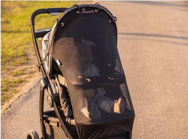 Stroller Sun Shade - Universal UV Protection Cover for Strollers Sunshade with See Through, Clip-On Sun Blocker, Sun Shield for Baby, Breathable Adjustable Fit, Full Coverage, Custom