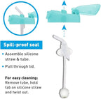 Amazon Brand - Mama Bear Silicone Weighted Straw Sippy Cup, 9 Ounces, Pack of 2, Blue/Green