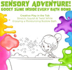 Bubble Bombs for Kids with Surprise Bath Slime Inside (6 Pack) - Colorful Sensory Toys Inside for Boys & Girls – Fizzes, Foams & Bubbles, Fruity Scents, Made in USA by Two Sisters