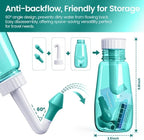 Neti Pot Sinus Rinse Bottle 260 ML with 60 Nasal Wash Salt Packets and Sticker Thermometer Nose Wash Cleaner Pressure Rinse Nasal Irrigation for Adult & Kid BPA Free (Green)
