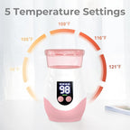 Portable Cordless Baby Bottle Warmer for Travel, Rechargeable with 8 Adapters & 1 Milk Powder Container, Safe Material, Fast Heating, Compatible with Major Brands,Pink