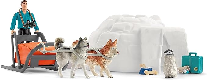 Schleich Wild Life - 19PC Antarctic Expedition Playset with Penguin, Dog Figurines, Action Figure and Accessories - Actic Animal Imaginative Play Set for Kids Ages 3+