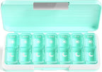 Zoksi Am Pm Pill Organizer 7 Day, Weekly Pill Box 2 Times a Day, Medicine Pill Organizer with Separate Compartment, Travel Pill Case Dispenser Portable for Vitamins, Fish Oils, Medicines(Green)