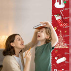 Christmas Decorations, Growth Chart for Wall, Height Chart for Kids, Xmas Nursery Decor, Hanging Ruler Wall Decor, Baby Room Decor, Christmas Gifts for Boys Girls - 76.7 x 7.9 inch with Black Wood