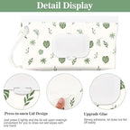 FEBSNOW 2 Pack Baby Wipes Dispenser Holder, Portable Refillable Baby Wet Wipes Pouch Container Reusable Travel Case for Outdoor Hiking, Green Leaves
