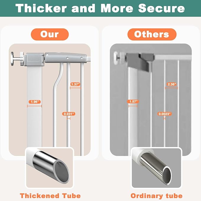 Frail 40.5" Extra Tall Baby & Pet Gate, 54.8"-57.4" Wide, White