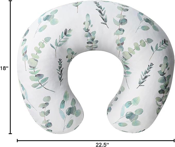 Little Grape Land Nursing Pillow for Infants, Breastfeeding Pillows, Baby Support Pillow for Nursing, Bottle Feeding, Tummy Time with Machine Washable Cover & Breathable Filling (Green Leaves)