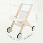 Wooden Baby Walker Doll Stroller, Baby Push Walker, Shopping Cart Learning Walk for Boys and Girls, Wood Push Toys for Toddler Learning to Walk