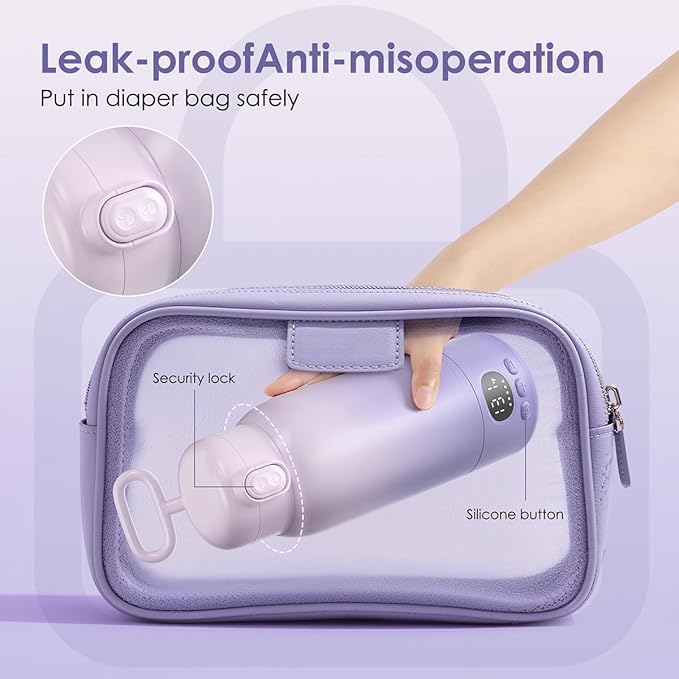 Portable Bottle Warmer 17oz Bottle Warmer for Travel, Fast Heating for Breast Milk Formula & Water, Long Battery Life &Large Capacity, Suitable for Baby Outdoor