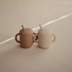 mushie 100% Silicone Training Cup & Straw for Toddlers | 6 Months+ (Natural)