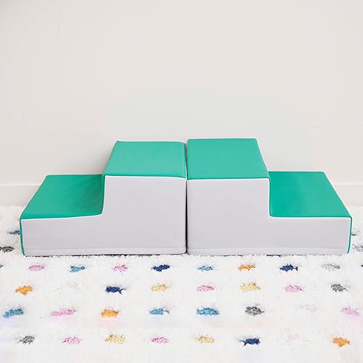 ECR4Kids SoftZone Junior Mix n' Match Step, Beginner Playset, Emerald, 2-Pack