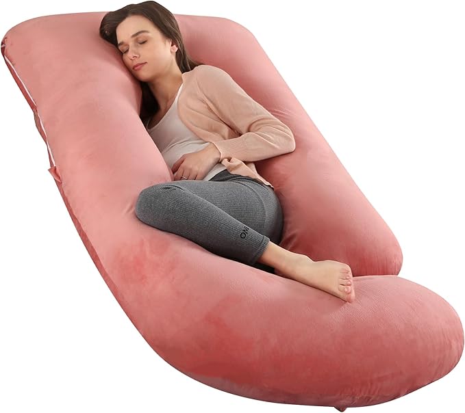 Pregnancy Pillows for Sleeping, U Shaped Full Body Maternity Pillow with Removable Cover - Support for Back, Legs, Belly, HIPS for Pregnant Women(Pink)