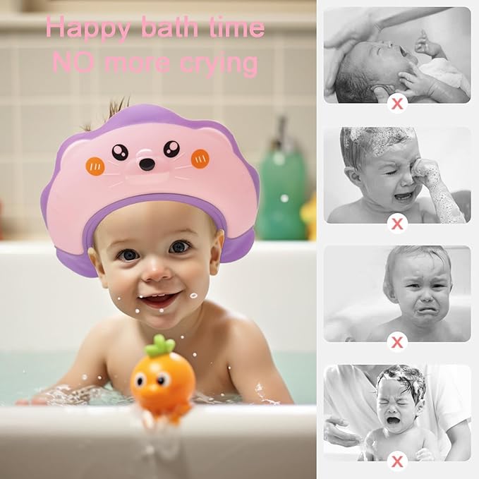 Cute Sea Lion Shower Shield Visor - Eye & Ear Protection for 0-9 Yrs, Pink