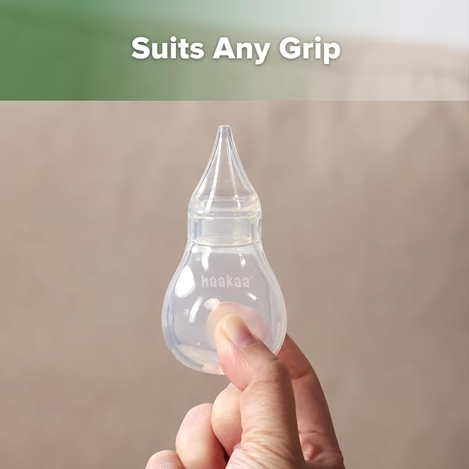 Haakaa Silicone Baby Nasal Aspirator | Nose Bulb Syringe | Easy-Squeezy Baby Nose Cleaner, 0m+ Newborn Infant &Toddler - BPA Free Silicone-2 Tips