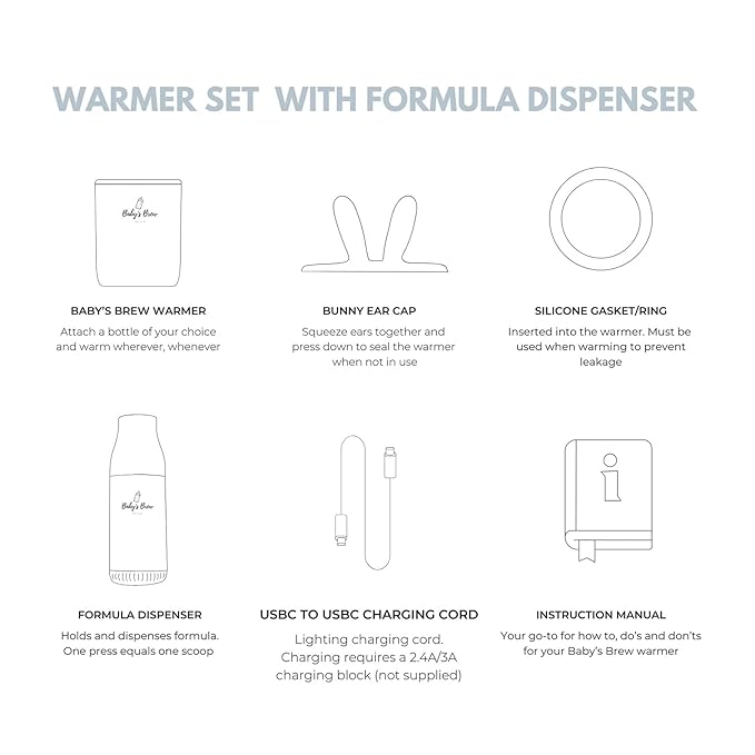 Baby’s Brew Portable Bottle Warmer Pro Set - Dual Heating Modes - Breast Milk, Formula & Water, Leak-Proof, Smart Sensor Technology, BPA-Free, Single Warmer & Formula Dispenser Only | No Adapters