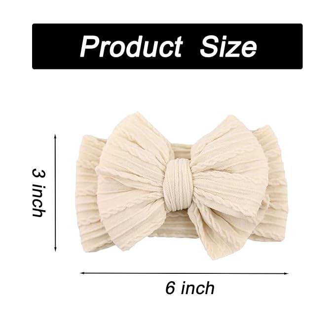 Baby Bows Headbands Nylon Hairbands Baby Girl Bows Hair Accessories for Infant Toddler Essentials(Black White Beige, mid)