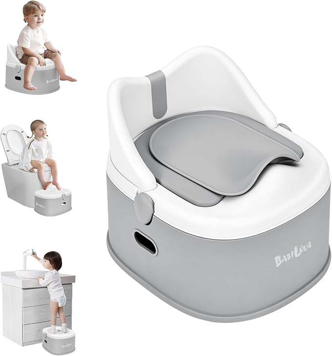 3 in 1 Potty Training Toilet, Toddler Potty Training Seat, Baby Potty Trainning Step Stool, Potty Trainer for Boys and Girls, Gray