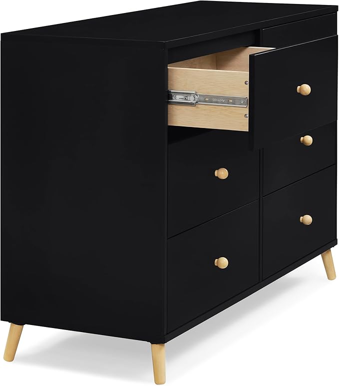 Delta Children Essex 6 Drawer Dresser, Black/Natural