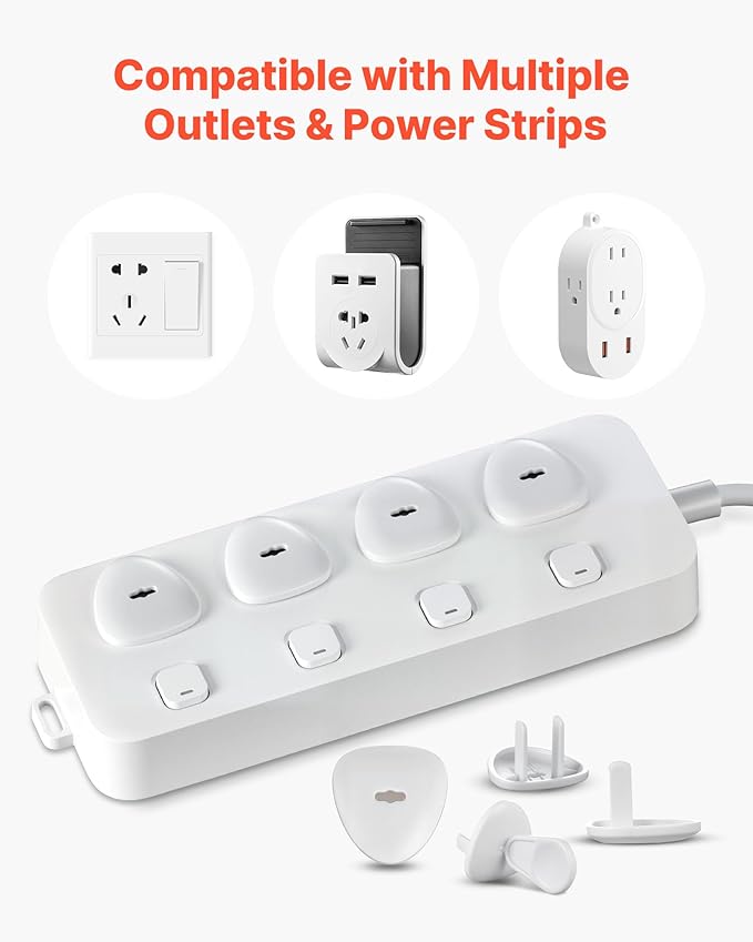 VEVOR Outlet Covers, 70 Pack, Plug Covers for Electrical Outlets, Secure Electric Socket Protector Caps with Shock Prevention, Easy Installation, Insulated ABS, for Home Wall Power Sockets, White