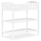 Dream On Me Emily Changing Table, Compact and Portable, Solid New Zealand Pinewood, Safety Rails, Two Storage Shelves, Includes Water-Resistant 1" Changing Pad — White