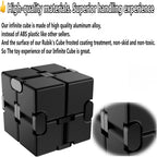 Infinity Cube Metal Fidget Cube Anxiety Stress Relief Toys for Men Aluminum Alloy Material (Black)
