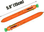 10 pieces Carrot-Shaped 6-Color Retractable Ballpoint Pens, Cute Vegetable Design Multicolor Writing Pens for School, Office, Note-Taking, Journaling (Assorted Colors)