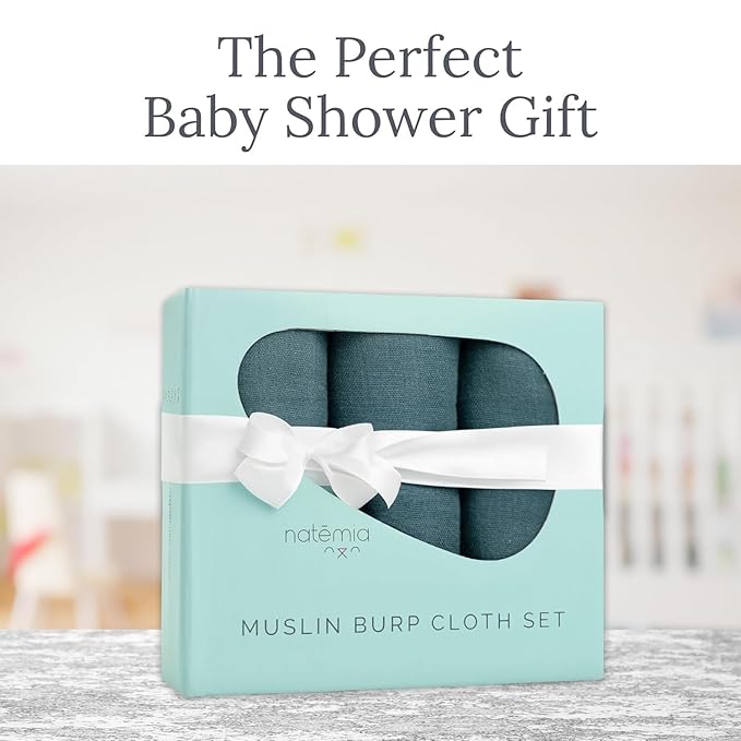 Natemia Muslin Burp Cloths for Baby Boys and Girls - Super Absorbent Baby Burp Cloths, Viscose Derived from Bamboo Cotton Baby Washcloths, 3-Pack Neutral Burp Cloths for Newborn, 21" x 11"