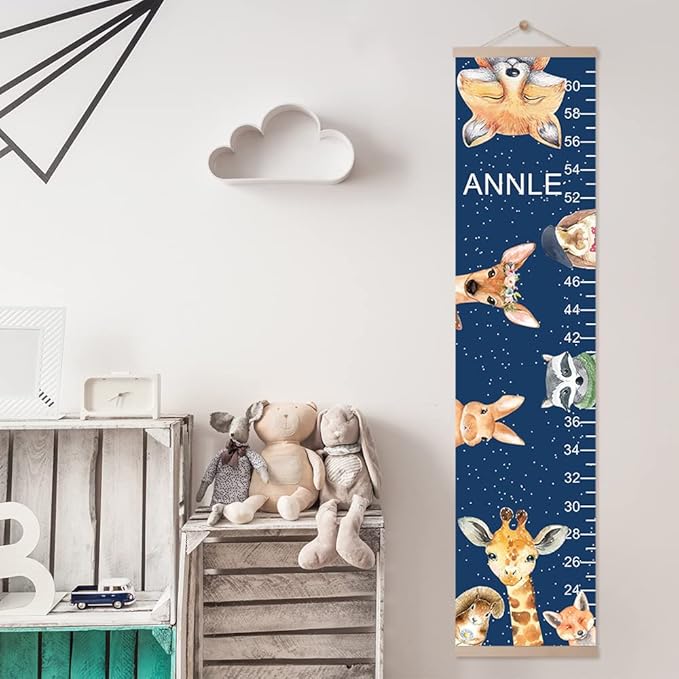 Personalized Kids Height Chart - Canvas Growth Ruler for Boys and Girls - Custom Name Banner with Removable Nursery Wall Decor - Gift for Kid’s Room Decoration
