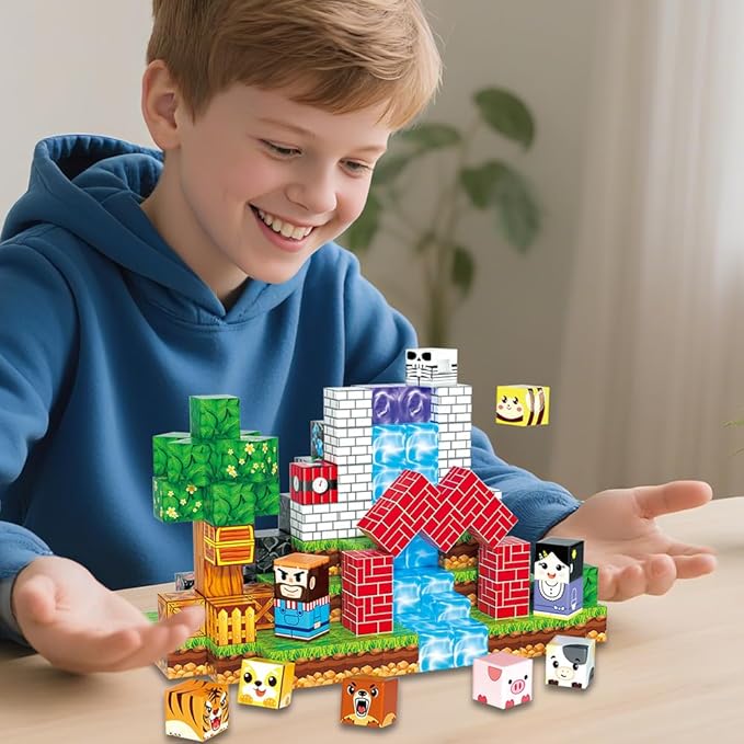 150Pcs Magnetic Blocks Forest Animal Set, Magnetic Toys Games for Kids Ages, STEM Sensory Toys for Kids Ages 4-8