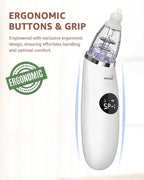 GROWNSY Nasal Aspirator for Baby | Baby Nose Sucker | Electric Nose Suction for Toddler, Ergonomic Booger Sucker with 3 Silicone Tips, Music & Light Soothing Function(White)
